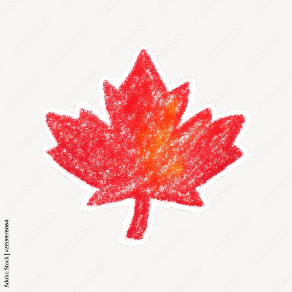 Naklejka premium Vibrant crayon maple leaf illustration.