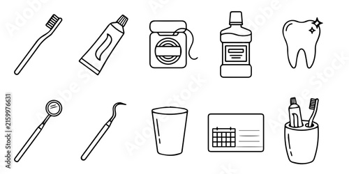 Dental Care Icon Set – Minimal Oral Hygiene Vector Collection