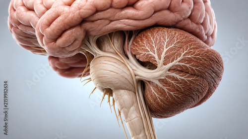 Detailed illustration of a human brain showcasing intricate structures and connections, ideal for educational and medical purposes.