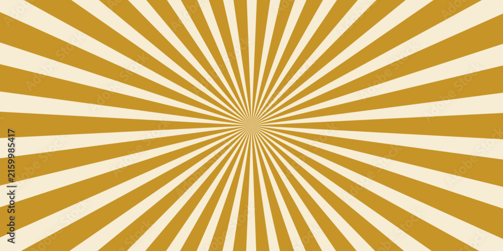 Fototapeta premium A retro sunburst pattern in golden yellow and cream creates a dynamic and visually striking background, evoking a sense of energy and vintage appeal.
