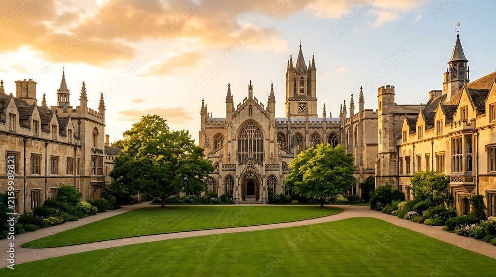 Fototapeta premium Stunning View of St John’s College Cambridge at Golden Hour
