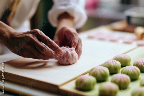 Artisan Preparing Traditional Japanese Confections
