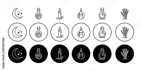 Mystical Halloween and Occult Outline Icon Set
