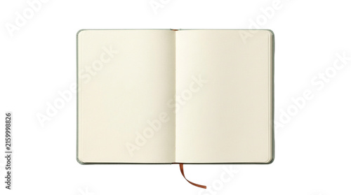 Obraz na plátně Minimalist open notebook with blank cream pages, clean paper sketchbook mockup,