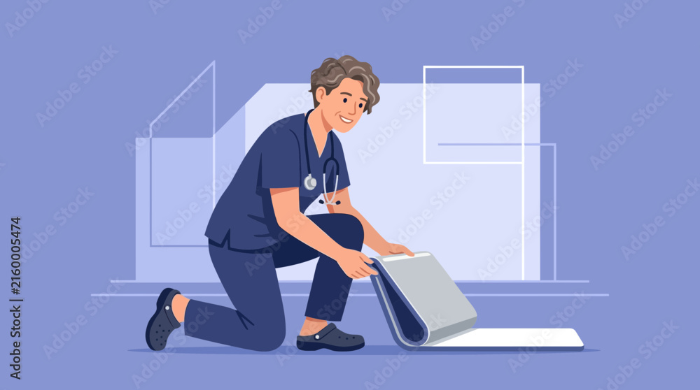 Fototapeta premium Nurse Preparing Medical Chart, Isolated on Transparent Background