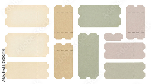 Quadro su tela Vintage paper ticket set, blank retro raffle tickets in pastel colors, antique p