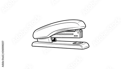 Фотография Desktop paper stapler linear vector graphic isolated on a clean white background