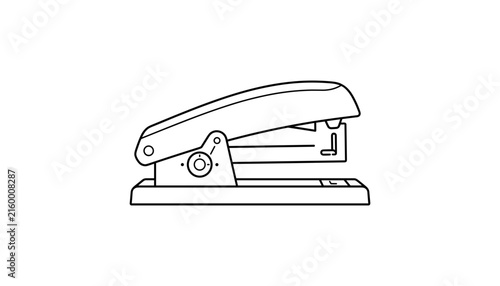 Modern office stapler line art vector illustration isolated on white background for school and corporate business stationery