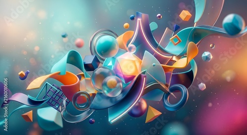 Abstract colorful shapes forming vibrant artistic composition  