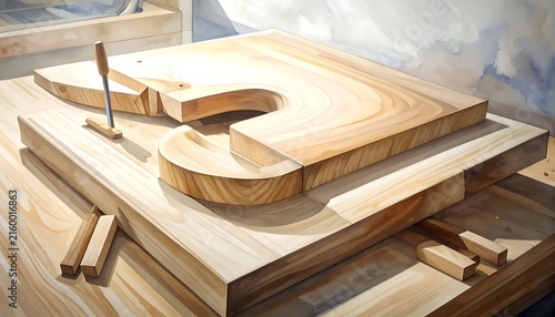Detailed Artisan Woodworking Process for Crafting a Custom Musical Instrument Body in a Bright Workshop Studio