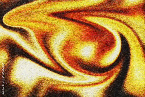 Принти на полотні Vibrant fire gold orange fluid marble swirl texture background with dark noisy g