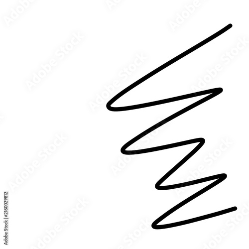 Konstfotografi Abstract hand drawn black zigzag line with curved angles isolated on a white bac