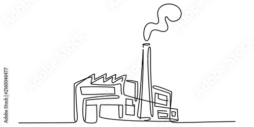 Фотография Minimalist factory with smokestack emitting smoke Vector, illustration