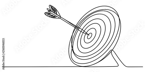 Target with arrow hitting bullseye on wooden stand Vector, illustration