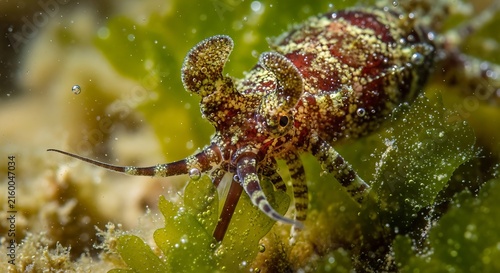 Closeup of tiny marine crustacean creature.