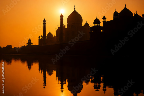Sunset Silhouette Of A Grand Taj Mahal