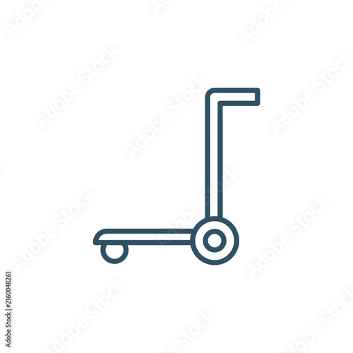 Blue outline icon of industrial manual hand truck