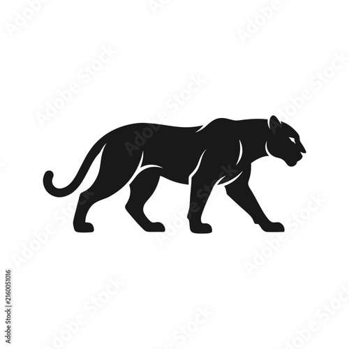 Black panther silhouette walking in profile view.