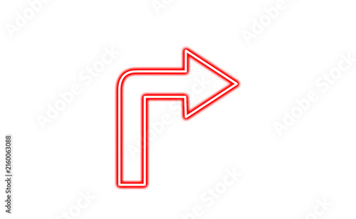 Neon red arrow sign pointing to the right isolated on transparent background