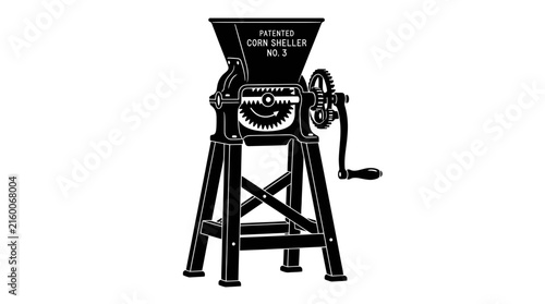 Vintage Corn Sheller Vector Illustration