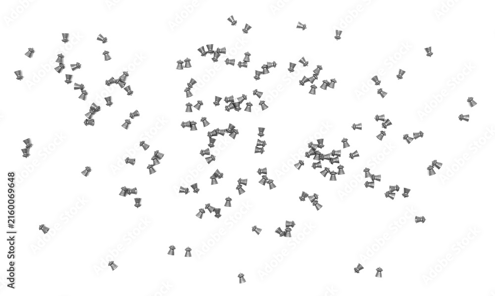 Fototapeta premium Lead pellets for air rifle isolated on white background, top view