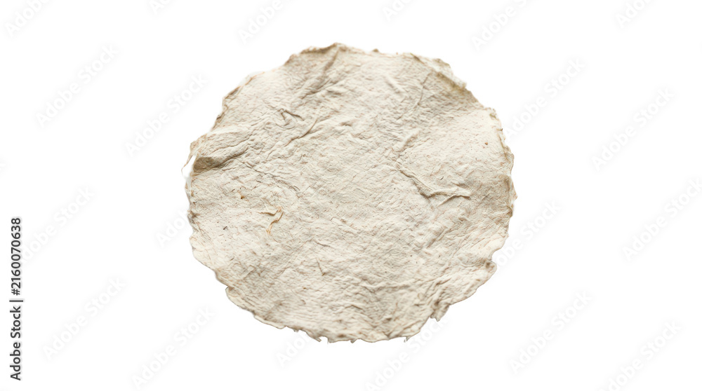 Naklejka premium Round handmade deckle edge paper sheet isolated on transparent background