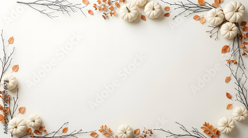 A delicate halloween floral frame with soft colors and a neutral background perfect for seasonal designs