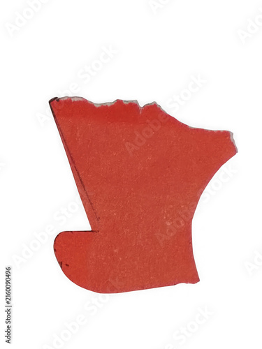 Red paper cutout shape isolated on transparent background