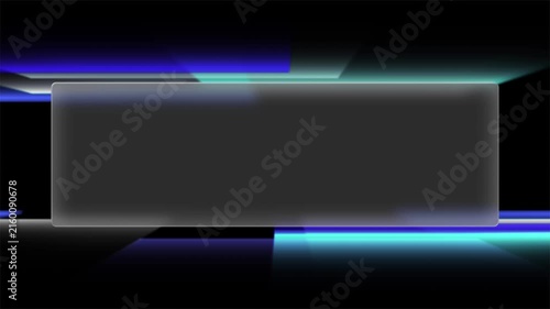 Futuristic Glassmorphism Title Frame Motion Graphic, Glowing Blue Light Bars Sliding Background Video
