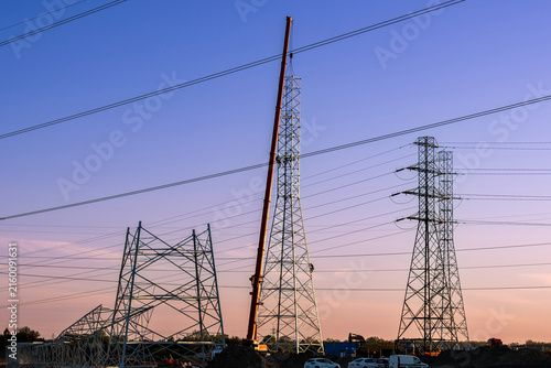 Energy Infrastructure Installation Framed by Twilight Sky