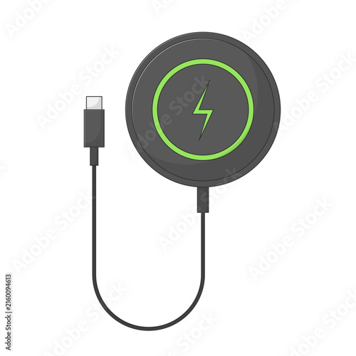 Wireless Charger Pad Vector Illustration. Clean Icon Design Element Isolated on White Background