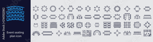 Event Seating Plan Vector Icon Set – Table Layout Symbols Collection