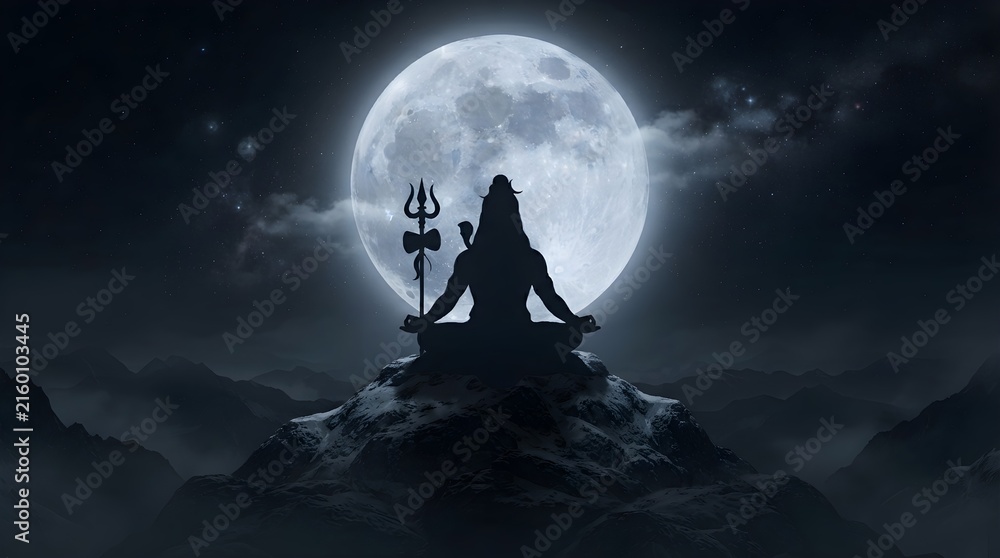Fototapeta premium Shiva meditating on mountain
