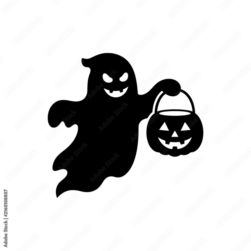 Obraz premium Cute Halloween Pumpkin with Ghost and Candy Illustration