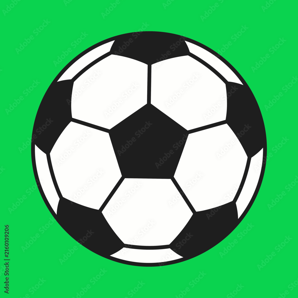 Fototapeta premium Illustration of a classic black and white soccer ball on green background