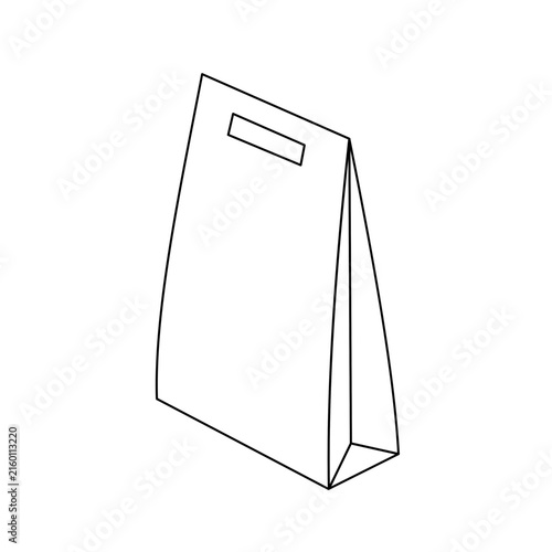 Food Paper Bag Outline Icon Illustration on White Background