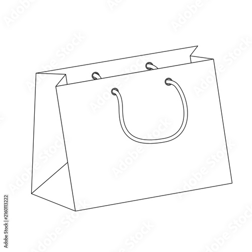 Shopping Bag Outline Icon Illustration on White Background