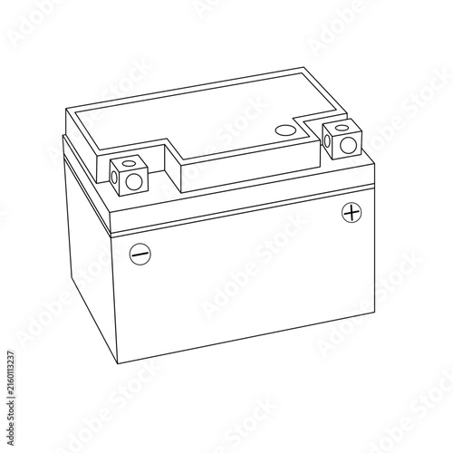 12 Volts Vehicle Battery Outline Icon Illustration on White Background