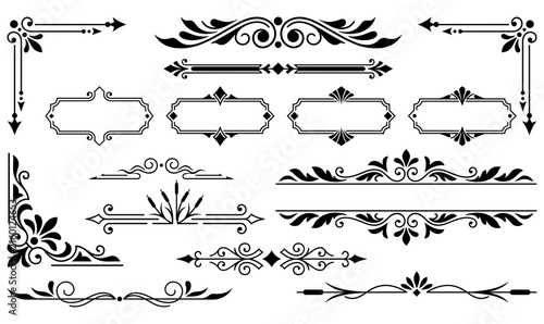 Картината върху платно Vintage ornamental borders and frames vector set for classic elegant design and decoration