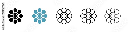 Bloom and Blossom Vector Icon Set. Floral Hibiscus Vector Symbol for UI design. Thin line customizable illustration. Contour symbol. Vector isolated outline drawing. Editable stroke