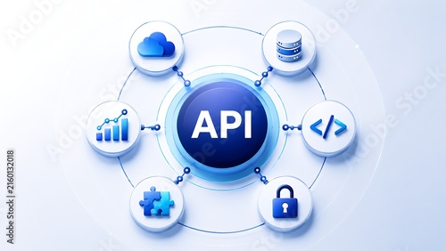 Naklejka Secure Cloud API Gateway Circle Diagram Integrating Database Code and Security Modules