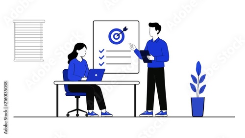 Business Team Planning and Goal Setting With Target Checklist, Professionals Collaborating on Project Strategy, Workplace Management, Leadership and Success Concept
