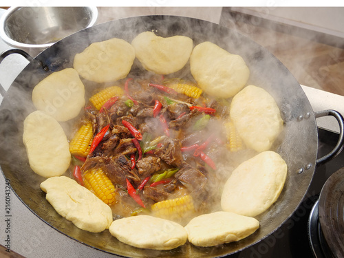 Obraz na plátne Hot Iron Pot Stewed Goose with Corn and Dumplings - Traditional Northeastern Chi