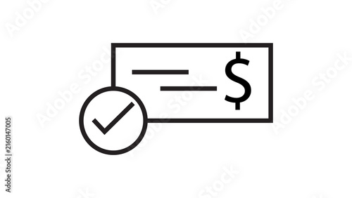 Fotografía Bank check icon with checkmark and dollar sign for payment verification and mone