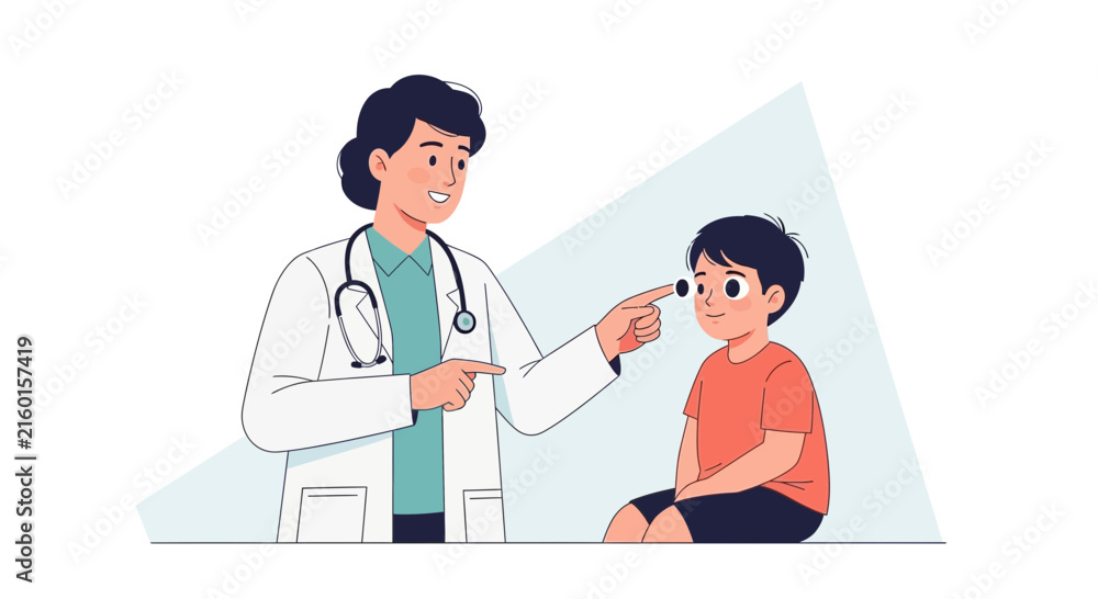 Obraz premium Doctor examining child's eye on transparent background