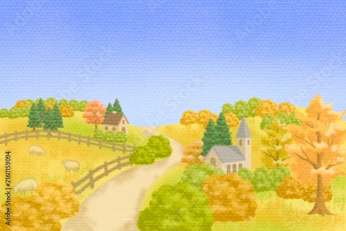 ヨーロッパの田舎をイメージした秋の風景
