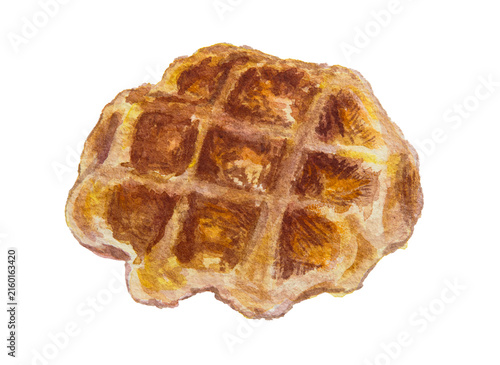 Belgian waffle watercolor illustration