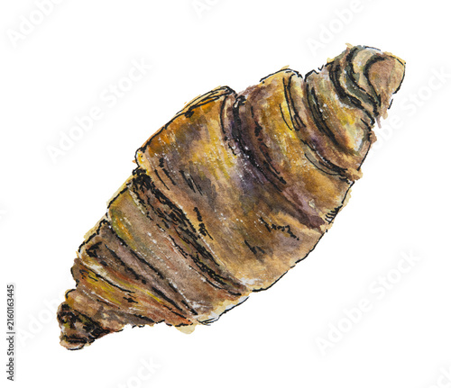Chocolate Croissant Watercolor Illustration