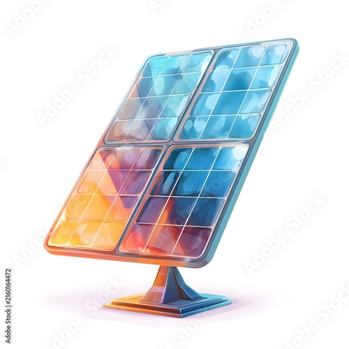 Bright Solar Panel with Reflections and Vibrant Colors