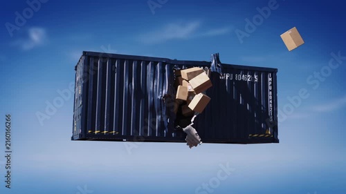 Cargo container takes damage and spills boxes